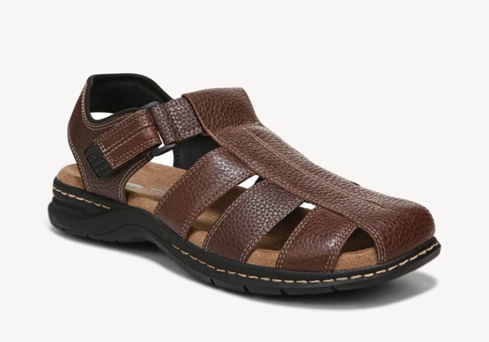 Dr. Scholl's Memory Foam Gaston Brown Leather Sandals Adjustable Straps